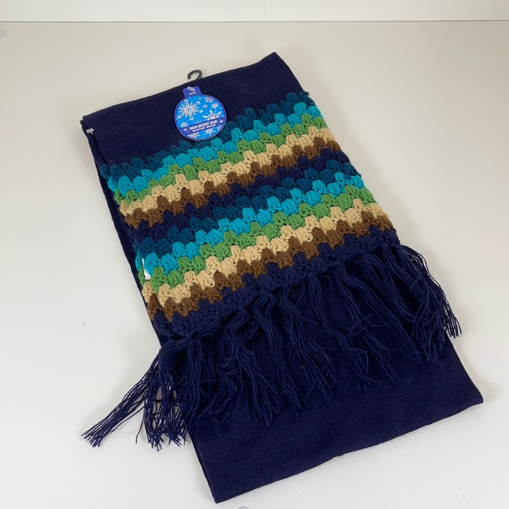 NWT Navy Scarf with Knit Accent on each end